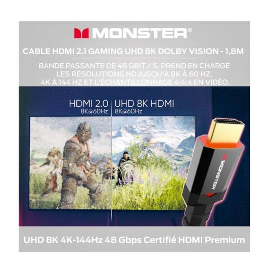 Câble MONSTER HDMI GAMING 8K HDR 48GBPS 1,8M